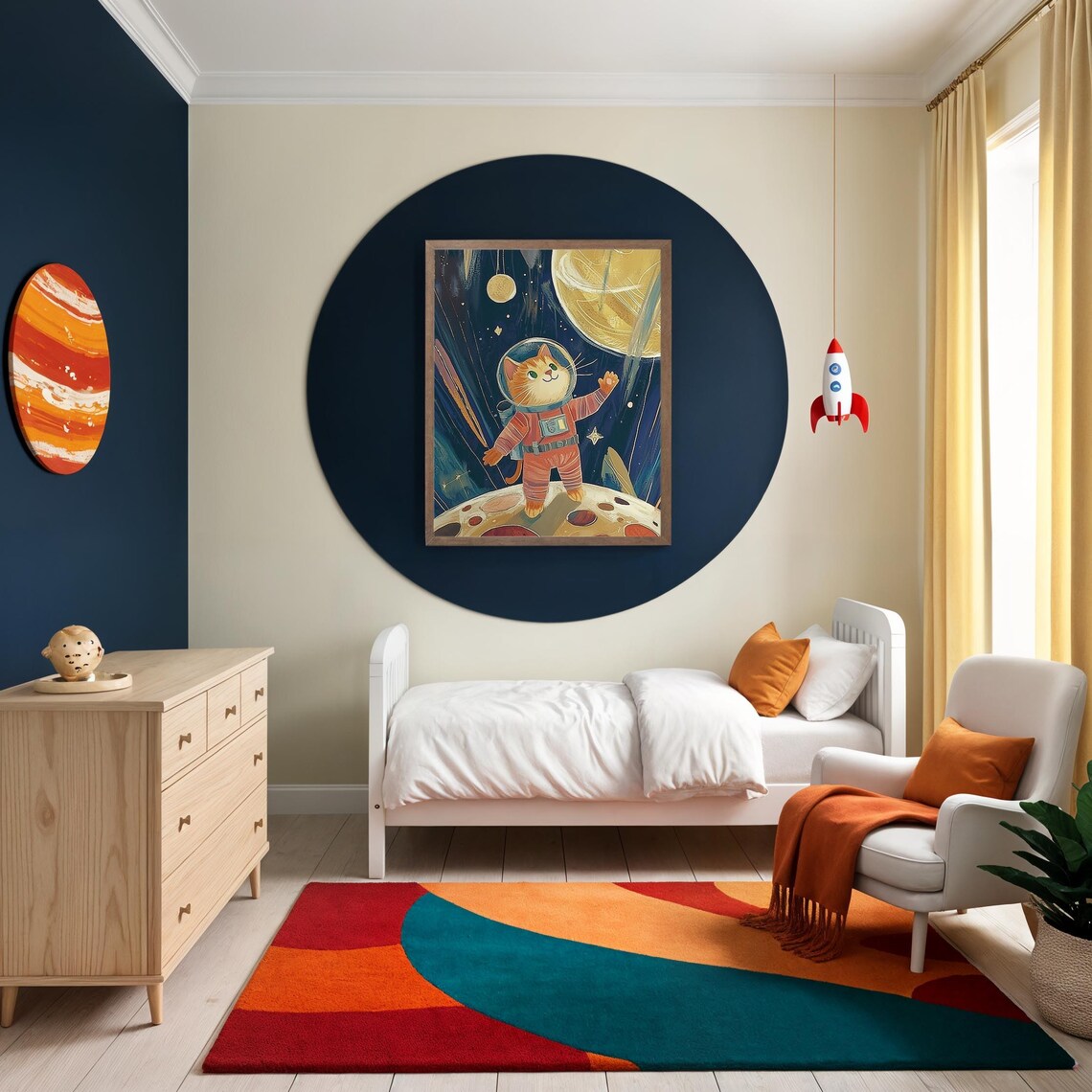 Space Cat, Whimsical Astronaut Cat Nursery Decor - Image 2