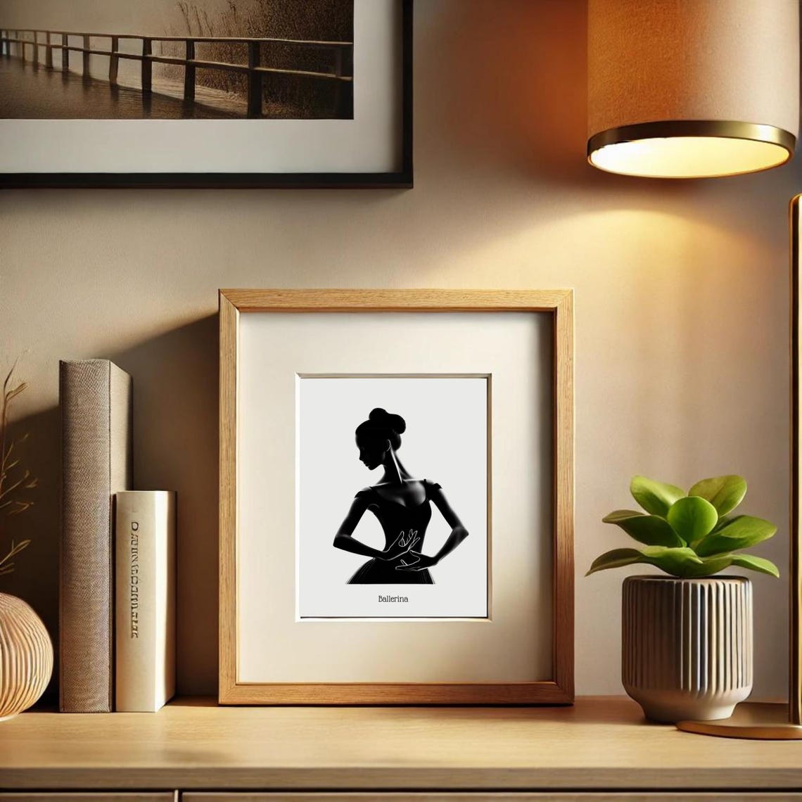 Ballerina Silhouette Portrait Graceful Dance Wall Art Handcrafted Elegant Ballet Dcor - Image 3
