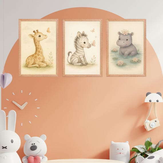Safari Baby Animals, Jungle Theme Nursery Decor Art Print