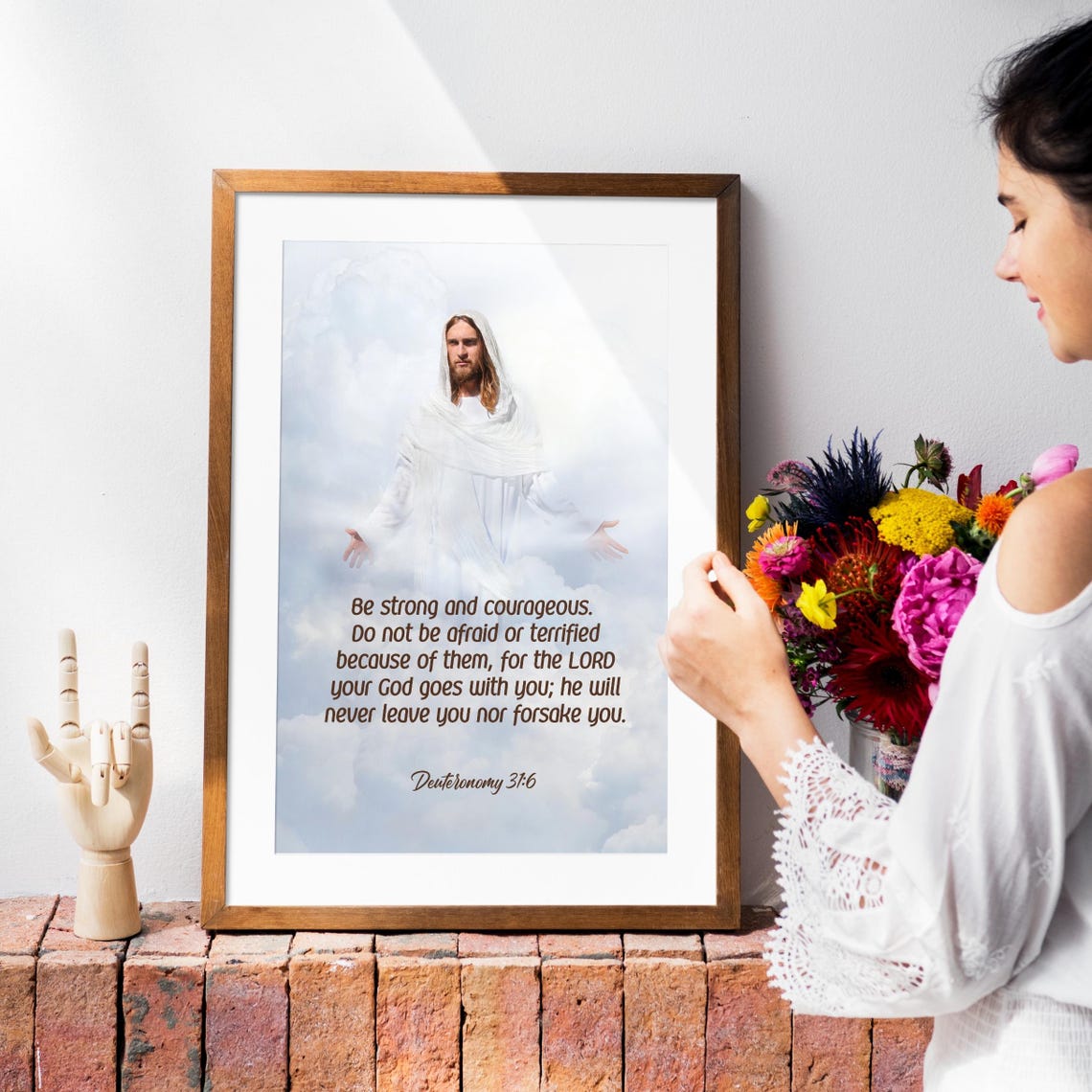6 Bible Verse Deuteronomy 316 Be Strong And Courageous Scripture Wall Art Scripture Print Christian Gift - Image 5