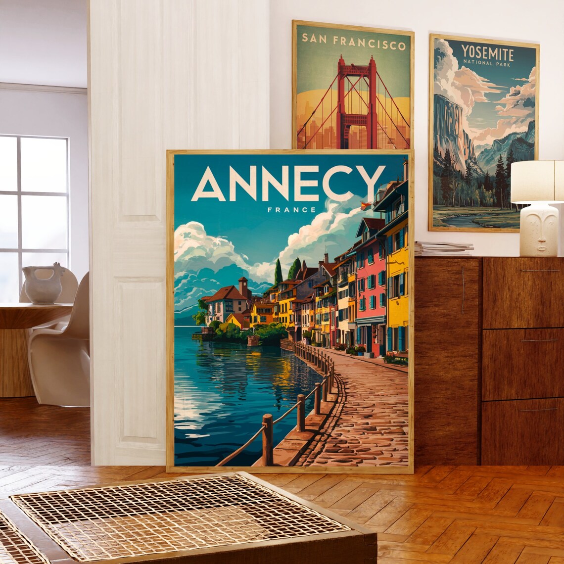 Annecy France Vintage Lakefront Cobblestone Promenade Poster - Image 5