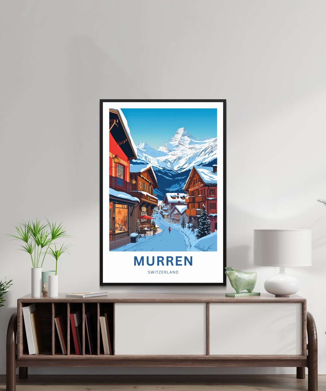 Murren Switzerland Snowy Alpine Village Street Winter Travel Poster - Image 4