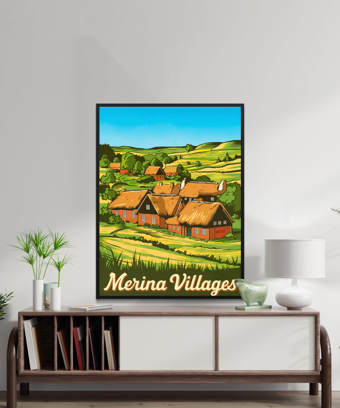 Merina Villages Madagascar Vintage Travel Poster Thatched Homes Hills - Image 2