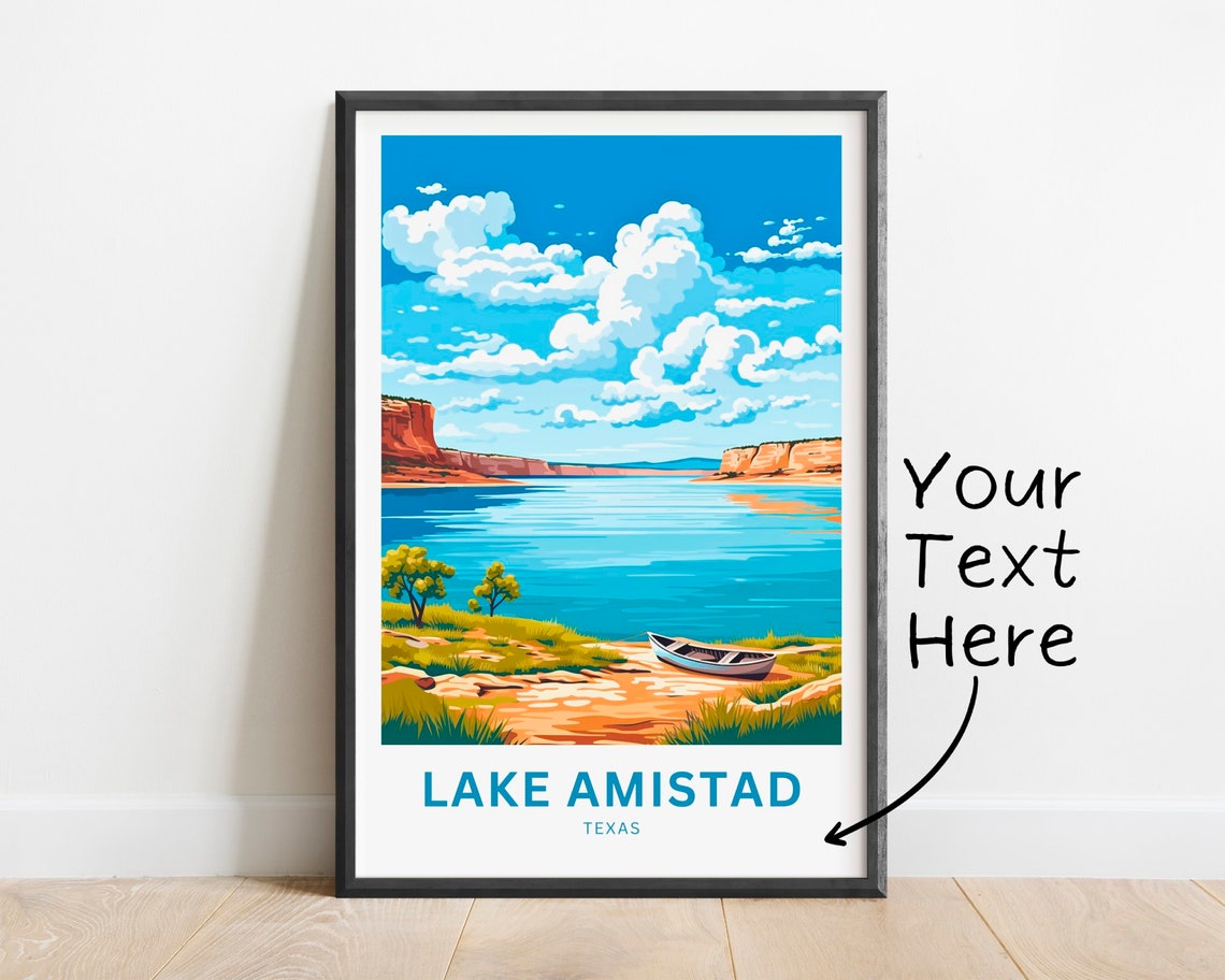 Personalized Lake Amistad Texas Rowboat Lakeside Sunset Poster