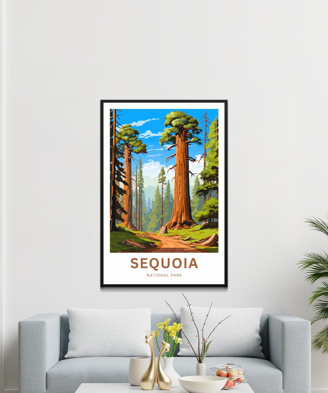 Personalized Sequoia National Park Custom Text Giant Trees Forest Travel Poster - Image 3