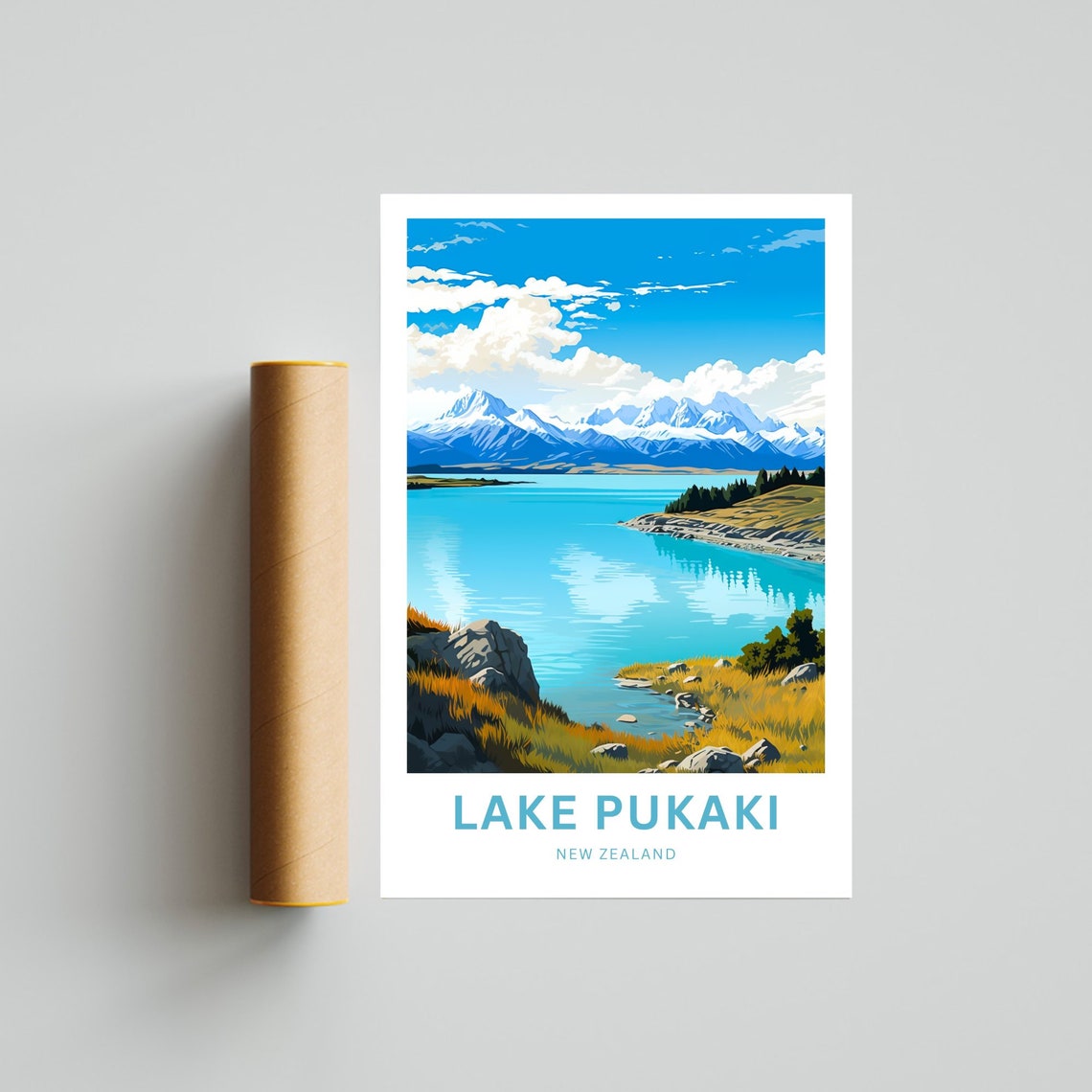 Lake Pukaki New Zealand Alpine Turquoise Shore View Travel Poster - Image 4