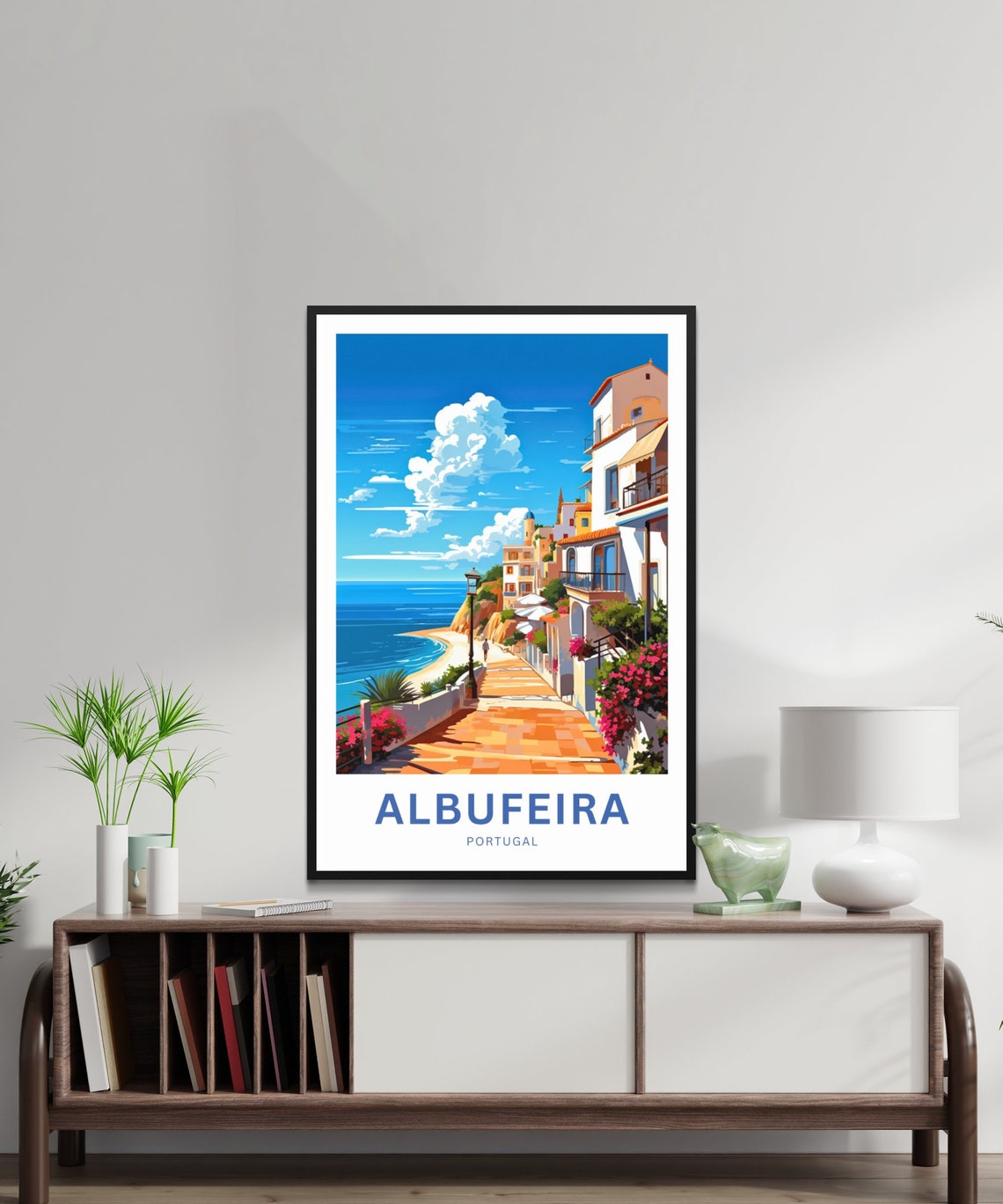 Personalized Albufeira Portugal Seafront Promenade Travel Poster - Image 2