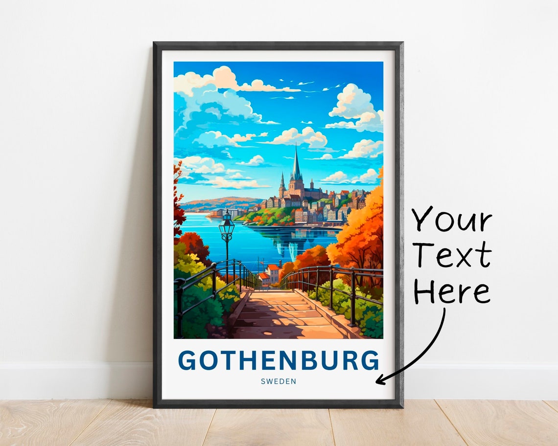 Gothenburg Sweden Personalized City Harbor Autumn Travel Art Poster