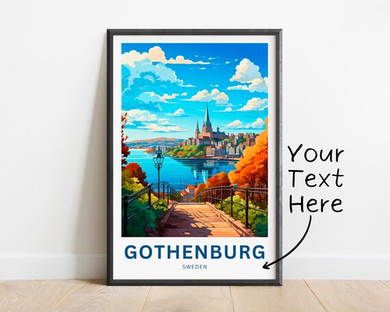 Gothenburg Sweden Personalized City Harbor Autumn Travel Art Poster