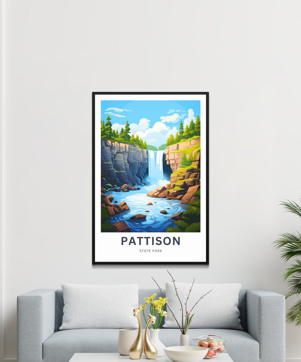 Personalized Pattison State Park Waterfall Canyon River Scene Poster - Image 3