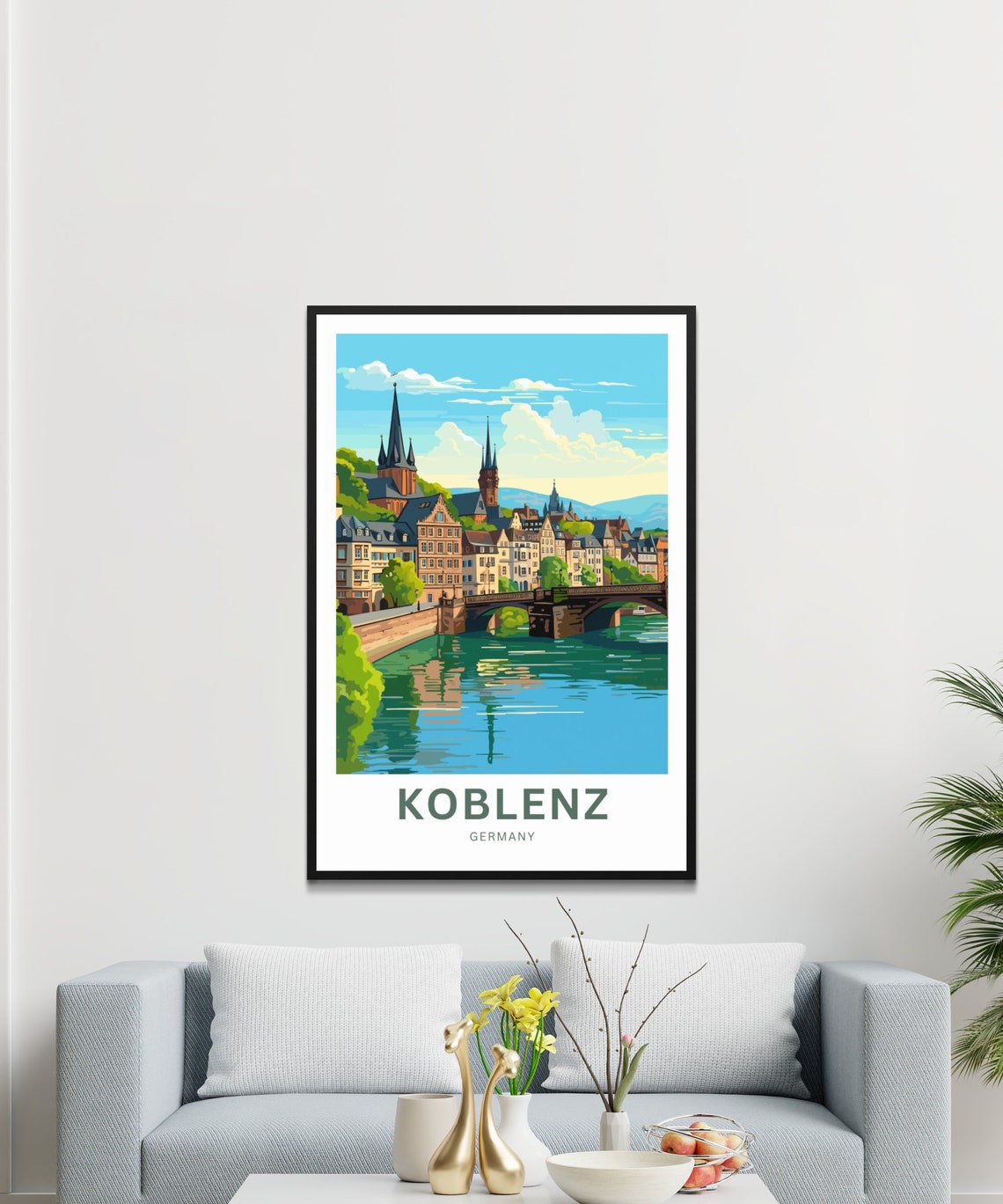 Koblenz Germany River Bridge Scenic Personalized Old Town Poster - Image 3