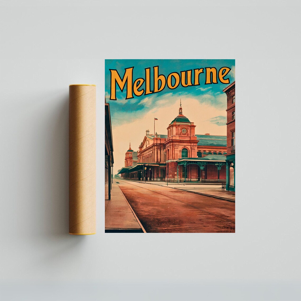 Melbourne Australia Historic Station Street Vintage Travel Poster - Image 4