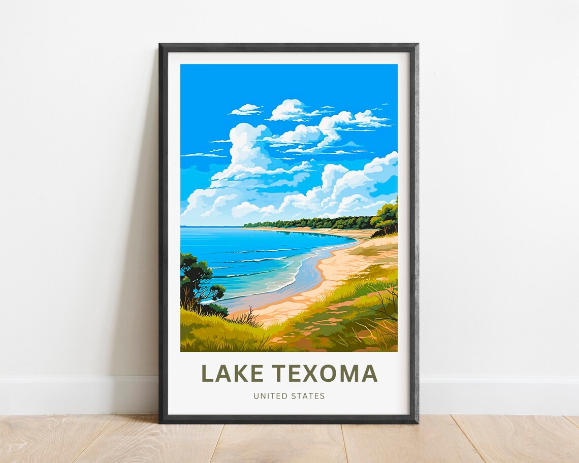 Lake Texoma United States Curved Shoreline Beach Travel Poster