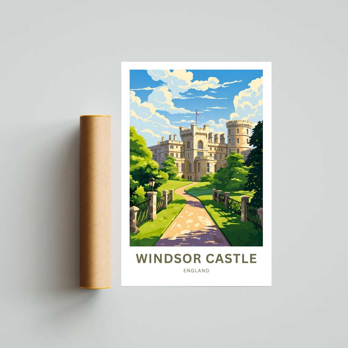 Windsor Castle England Royal Residence Sunny Gardens Travel Poster - Image 4