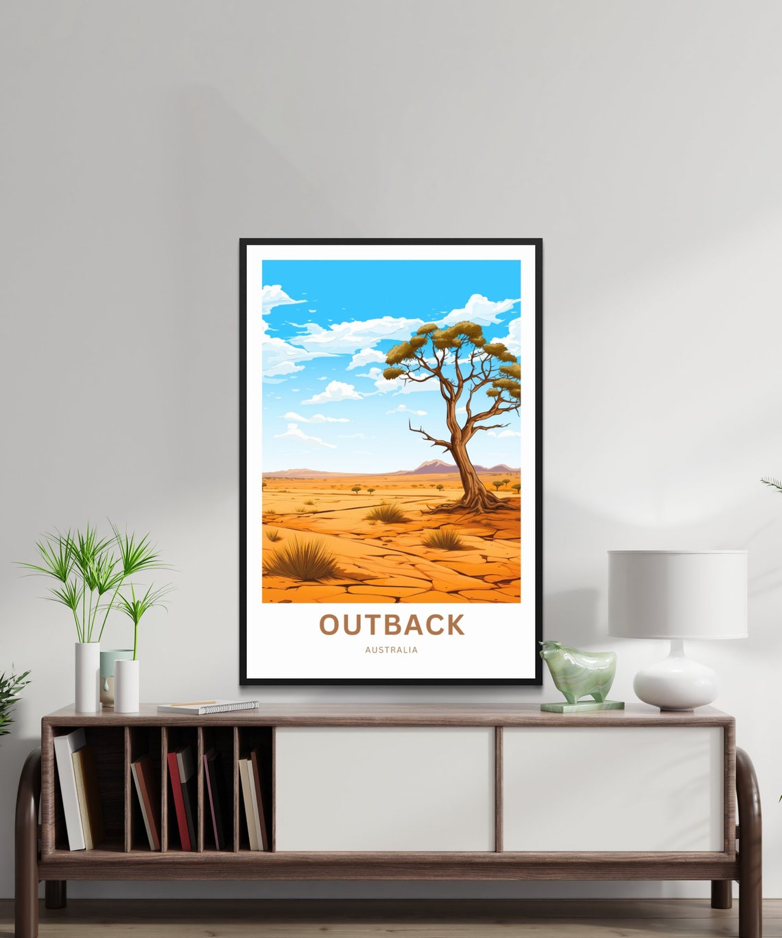 Outback Australia Lone Tree in the Vast Red Desert Travel Poster - Image 2
