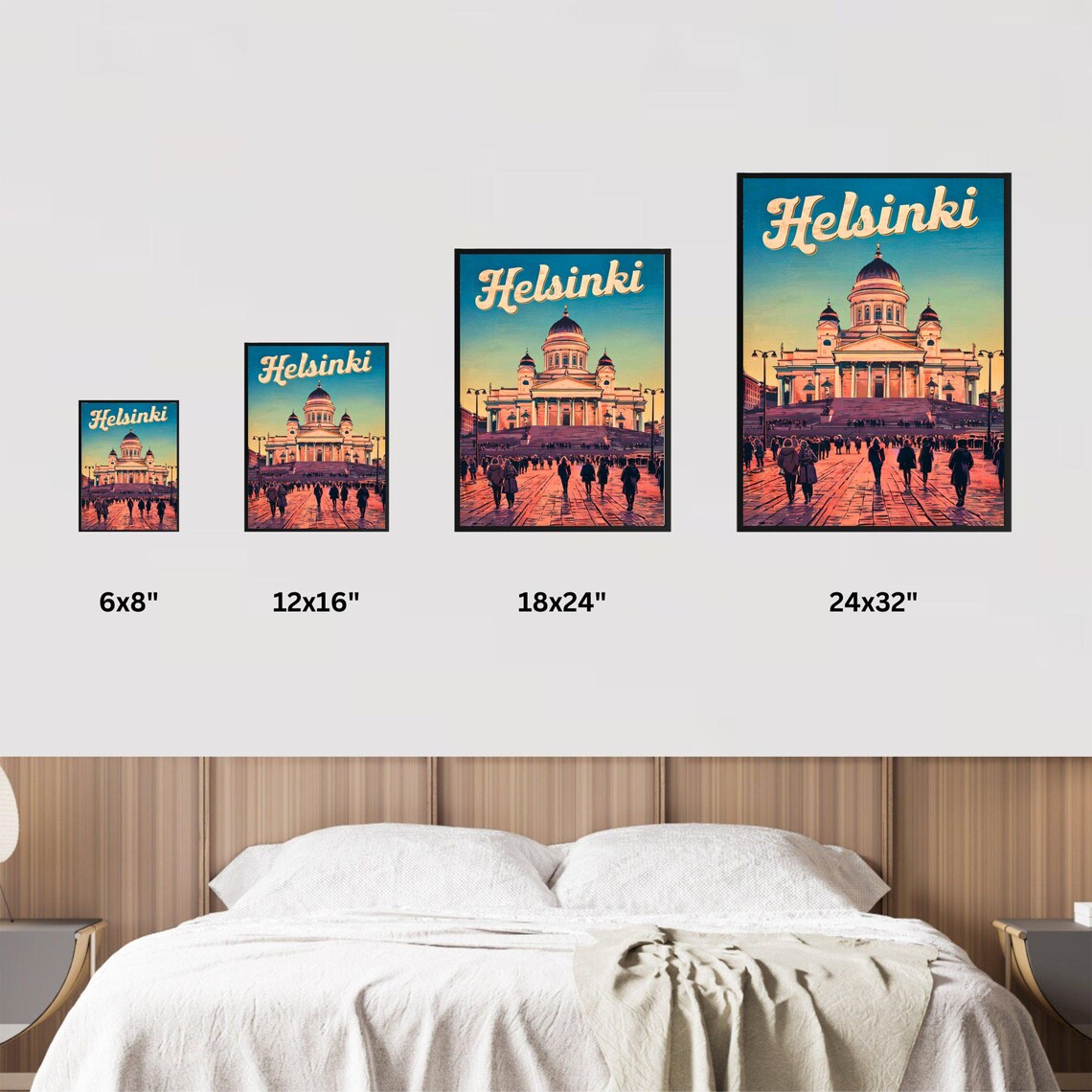 Helsinki Finland Cathedral Sunset Square Vintage Travel Poster - Image 2
