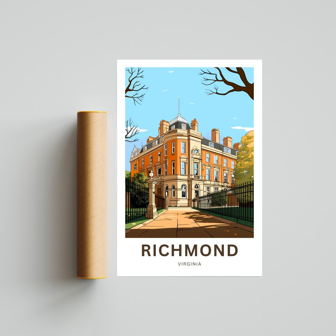 Richmond Virginia Stately Historic Estate Gates Travel Poster - Image 4