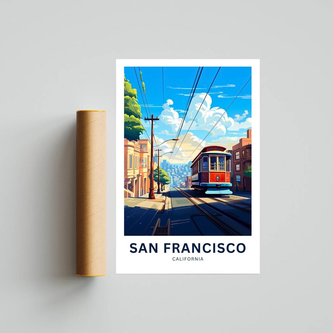 San Francisco California Cable Car City Personalized Art Poster - Image 4