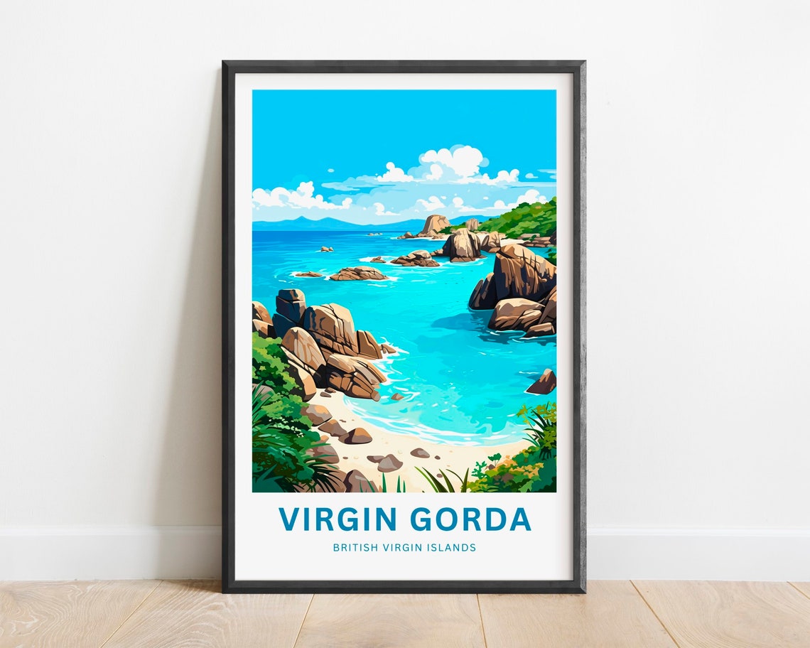 Virgin Gorda British Virgin Islands Rocky Coast Turquoise Waves Poster