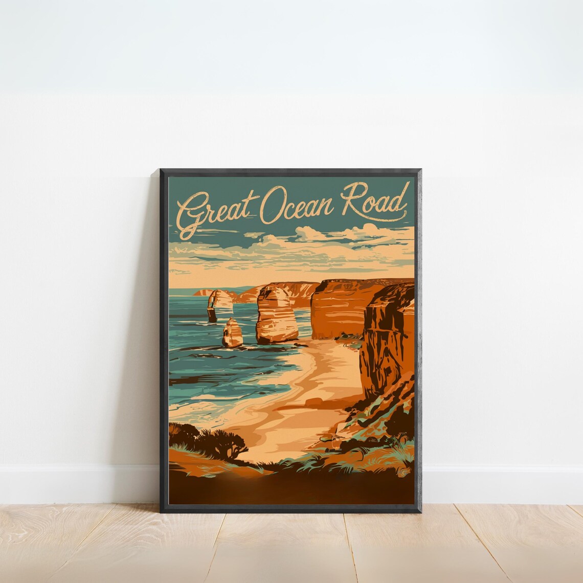 Great Ocean Road Twelve Apostles Vintage Retro Travel Poster