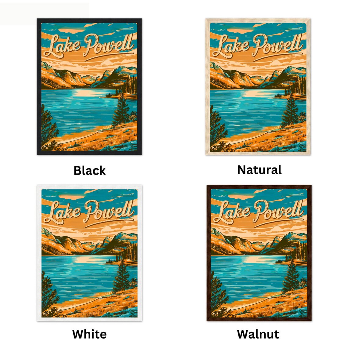 Lake Powell Vintage Golden Sunset Desert Lake View Travel Poster - Image 2