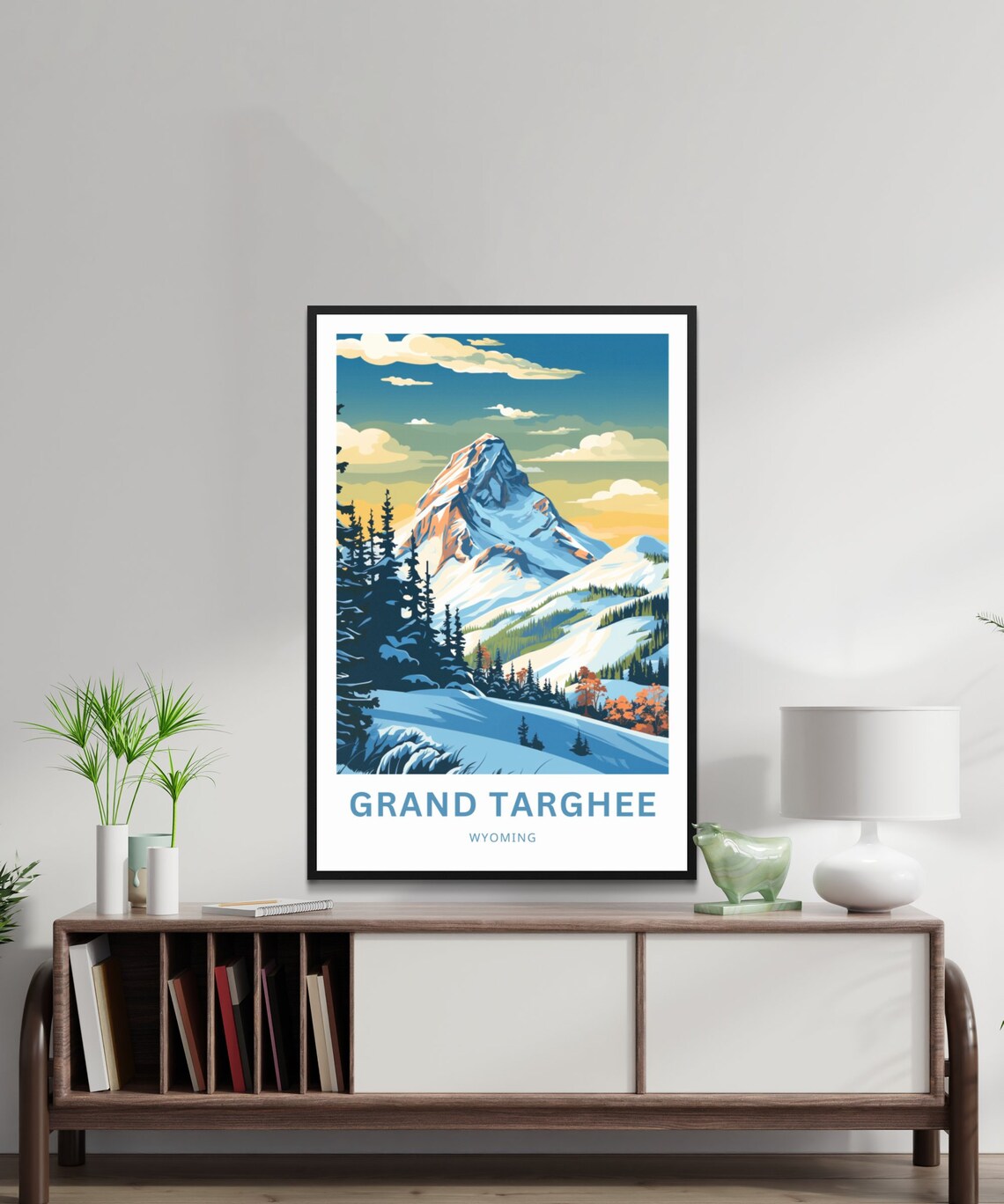 Grand Targhee Wyoming Travel Poster with Snowy Ski Slopes and Peaks - Image 2