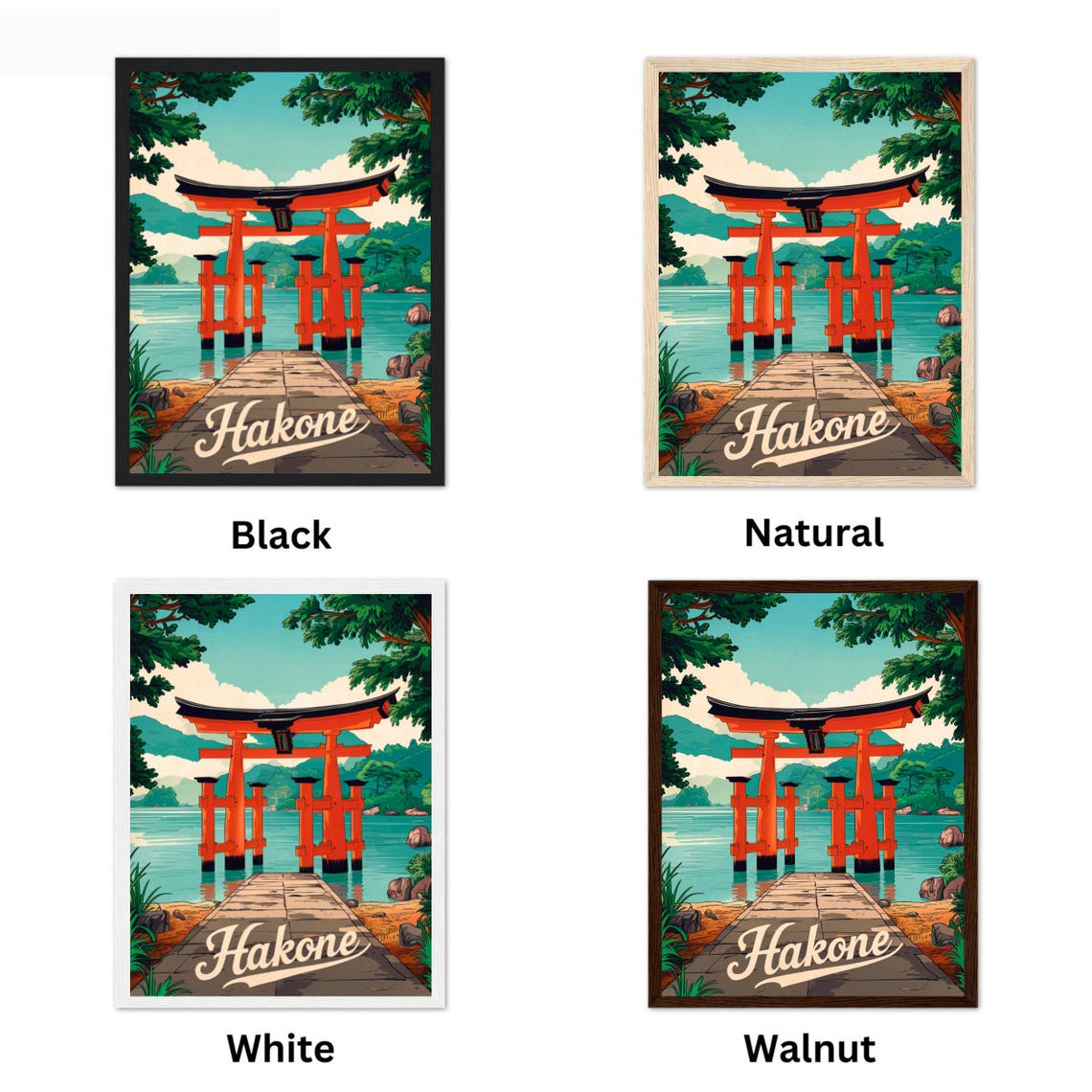 Hakone Japan Floating Torii Gate Stone Path Vintage Travel Poster - Image 4