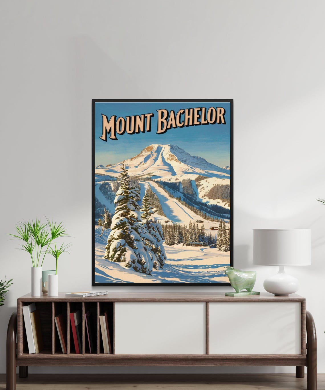 Mount Bachelor Oregon Vintage Ski Slope Snow Mountain Poster - Image 3
