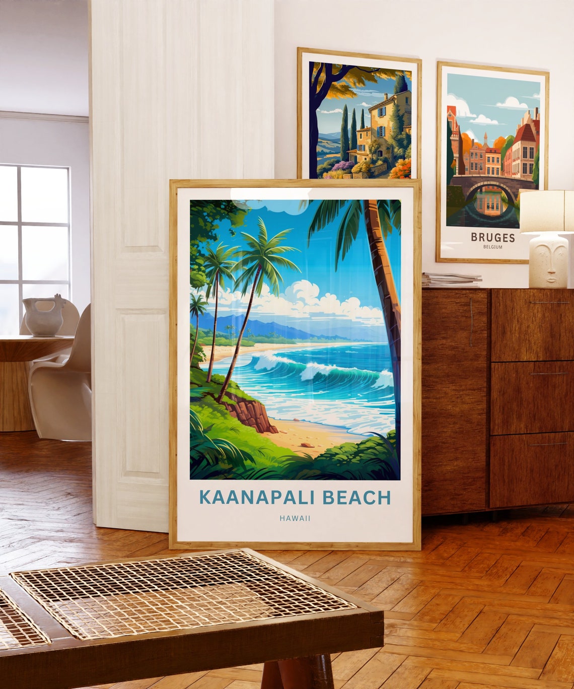 Kaanapali Beach Hawaii Personalized Palm Surf Waves Travel Poster - Image 5