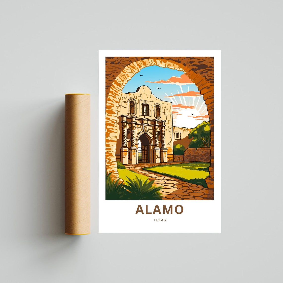 Alamo Texas Stone Arch Sunset View Personalized San Antonio Poster - Image 4