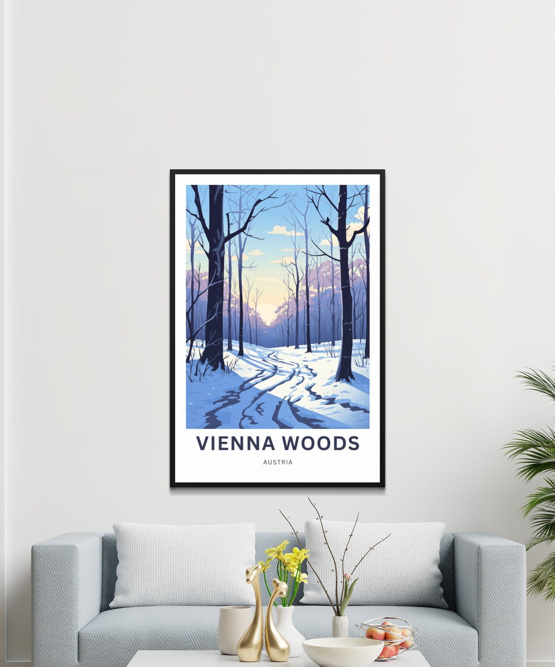Personalized Vienna Woods Snowy Blue Forest Custom Name Travel Poster - Image 3