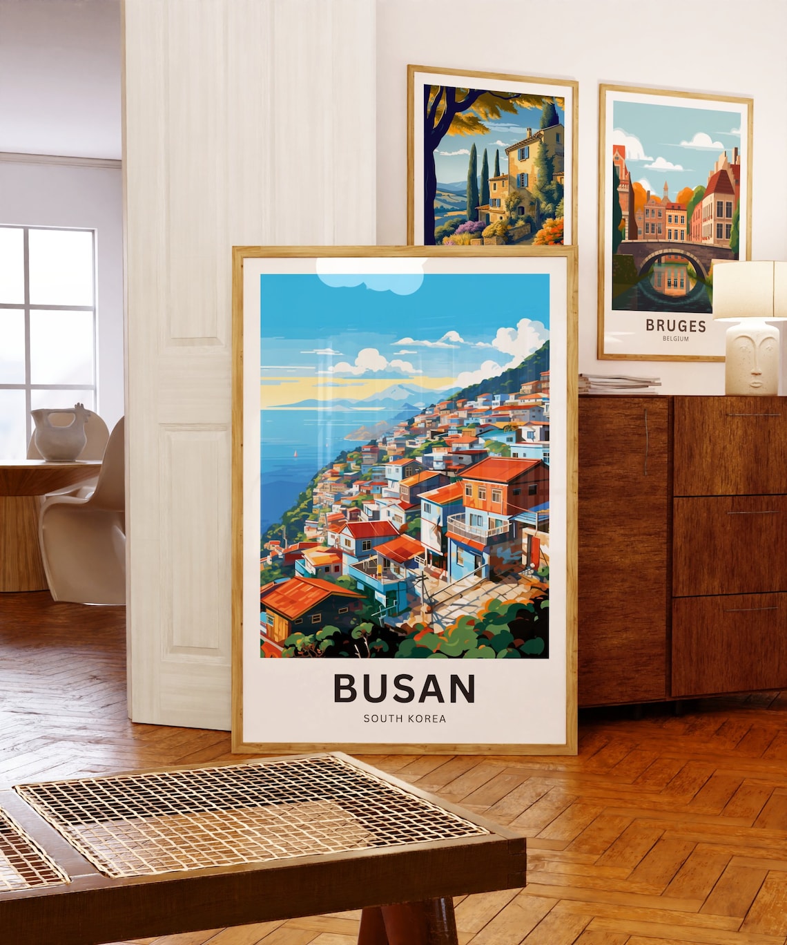 Busan South Korea Coastal Red Roof Town Harbor Personalized Poster - Image 5