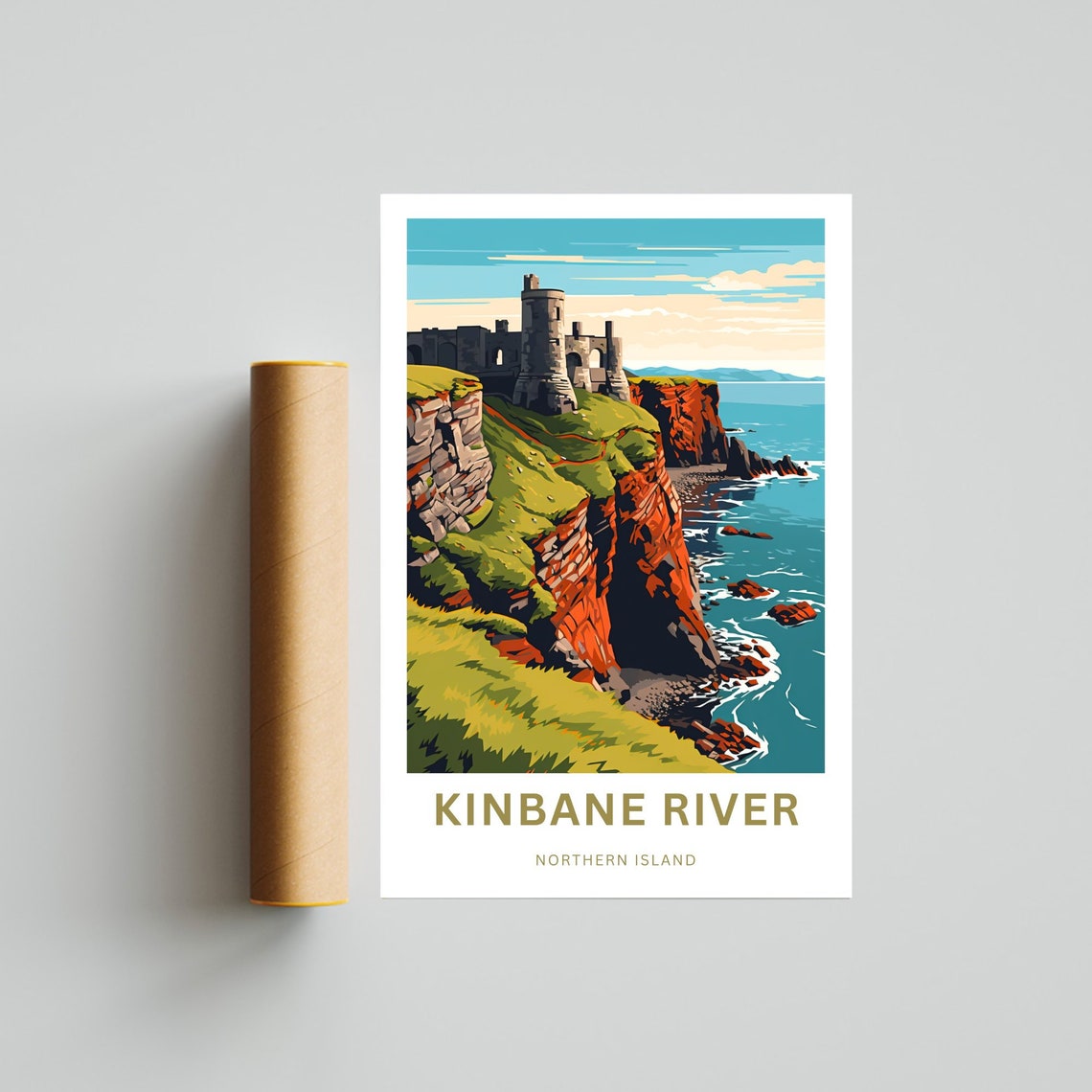Personalized Kinbane River Castle Cliffs Custom Travel Poster - Image 4