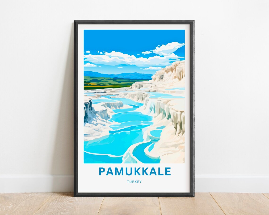 Pamukkale Travel Poster, Turkey Wall Art
