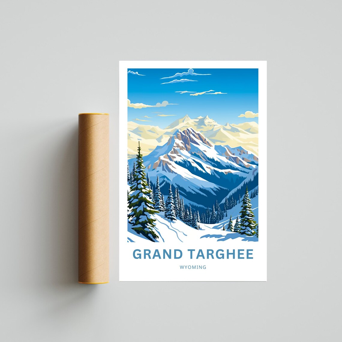 Personalized Grand Targhee Wyoming Snowy Slopes Custom Travel Poster - Image 2