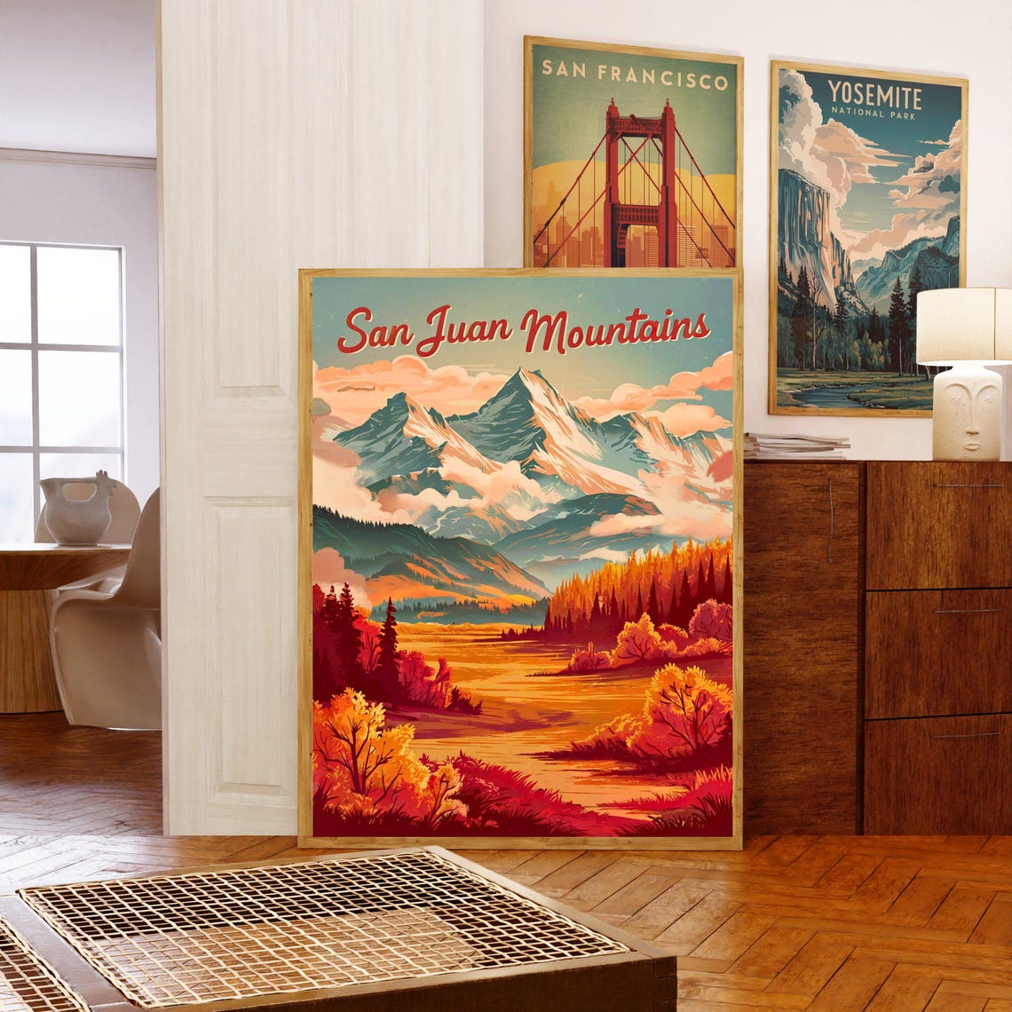 San Juan Mountains Autumn Valley Sunset Vintage Travel Poster - Image 5