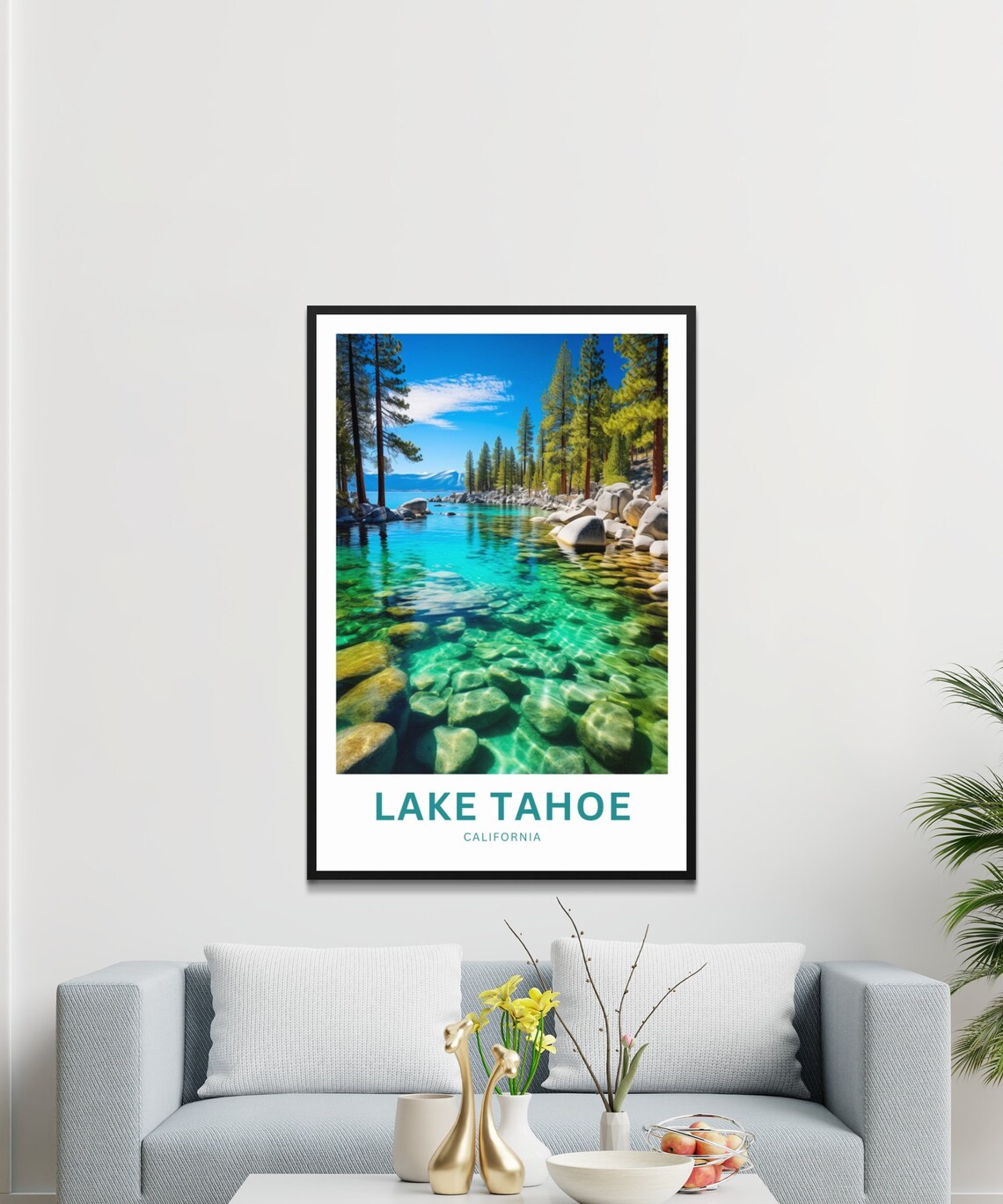 Lake Tahoe California Personalized Crystal Shore Travel Poster - Image 3