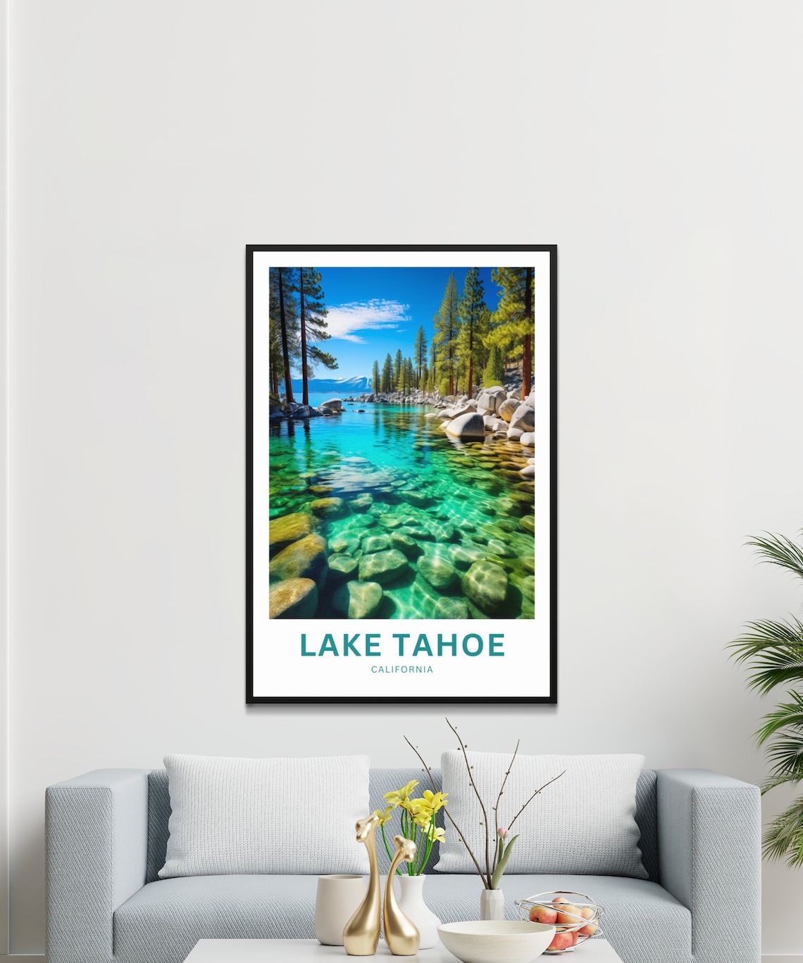 Lake Tahoe California Pine Shore Crystal Water Travel Poster - Image 3