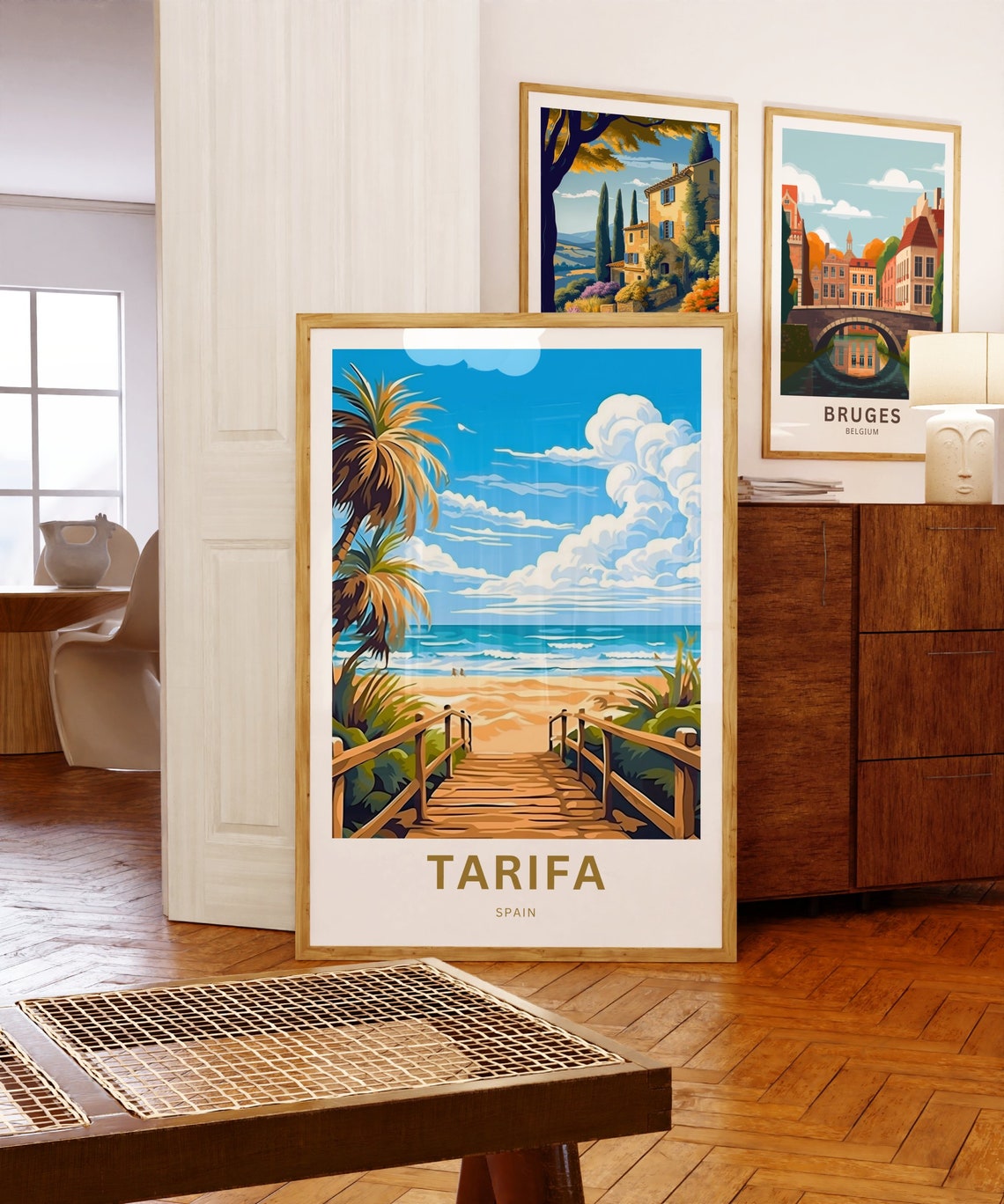 Tarifa Spain Poster with Wooden Boardwalk Leading to Beach Art - Image 5