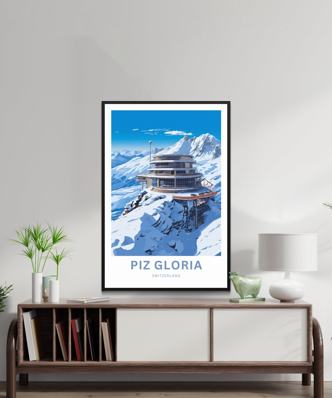 Piz Gloria Switzerland Snowy Summit Building Retro Travel Poster - Image 2