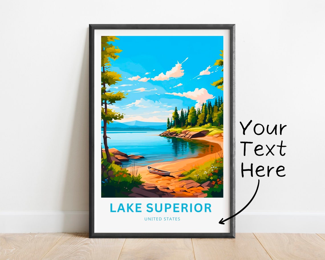 Personalized Lake Superior Scenic Sandy Beach Canoe Shore Poster