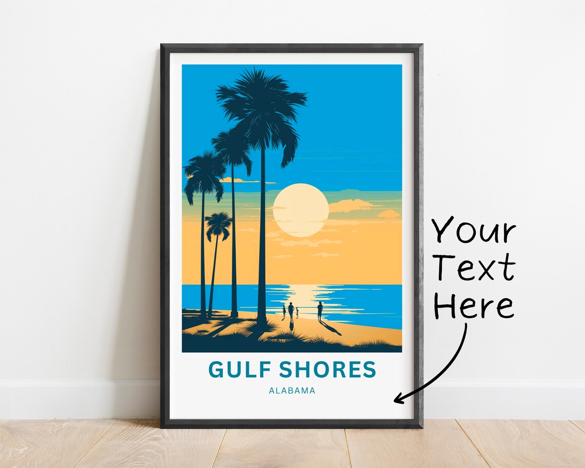 Personalized Gulf Shores Travel Print, Alabama Poster