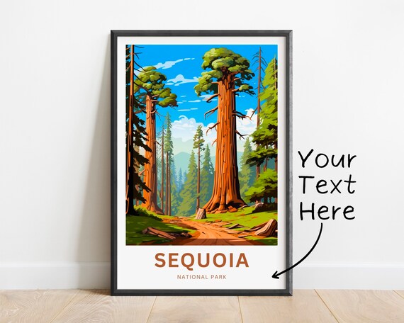 Personalized Sequoia National Park Custom Text Giant Trees Forest Travel Poster