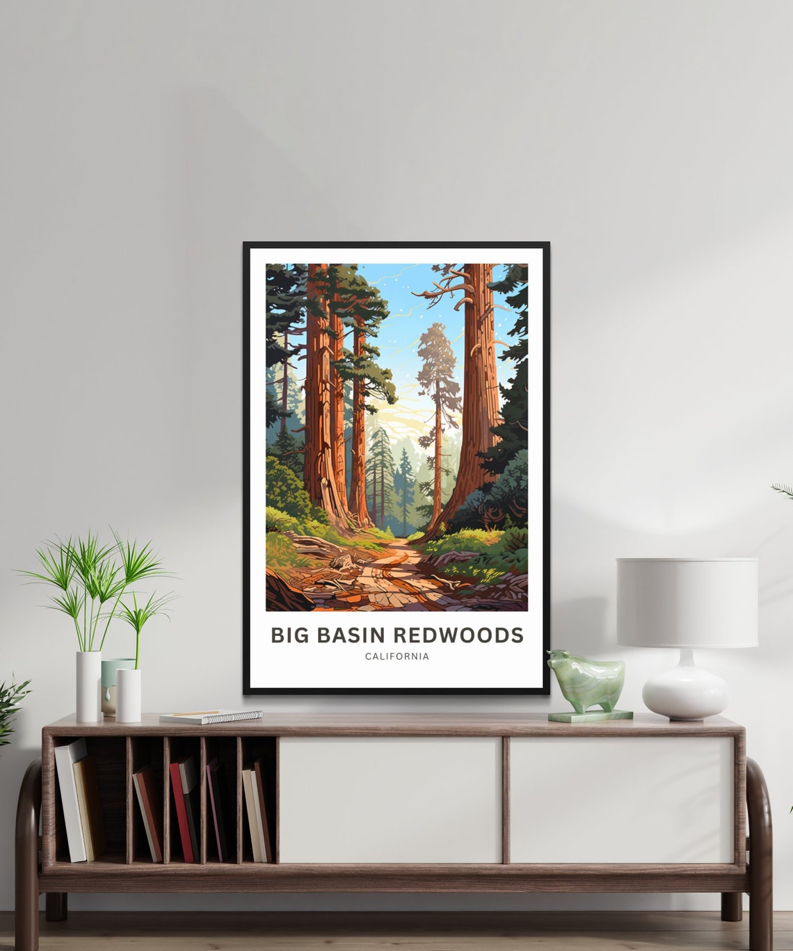 Personalized Big Basin Redwoods California Forest Trail Travel Poster - Image 3