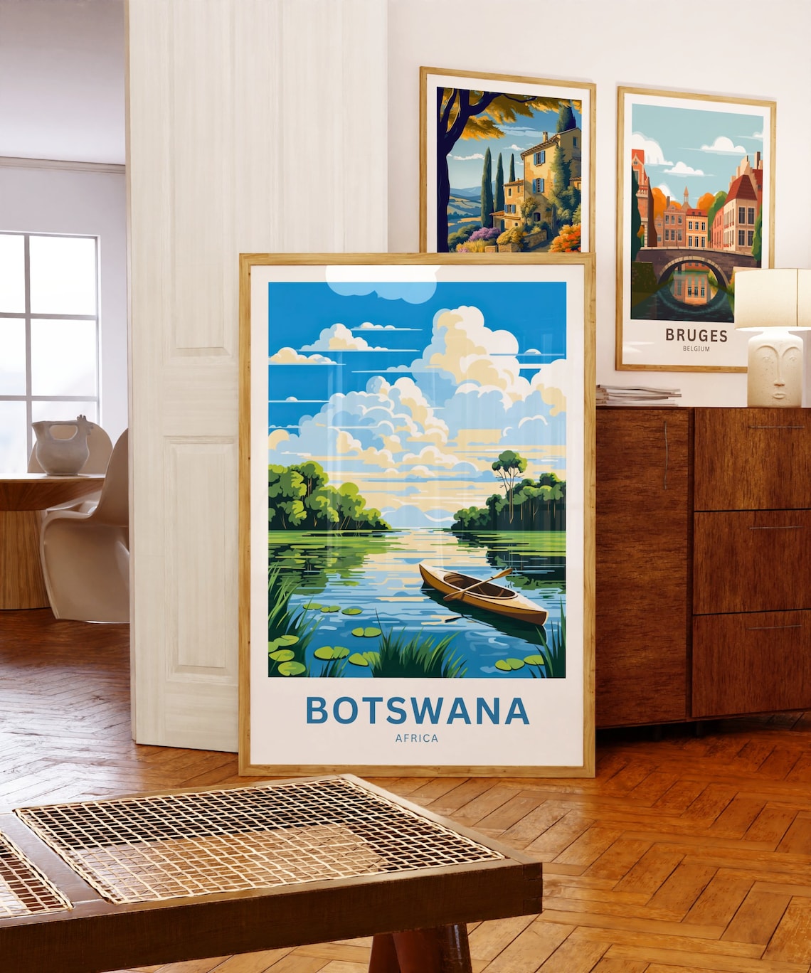 Botswana Africa Canoe Calm Water Lily Pads Safari Travel Poster - Image 5