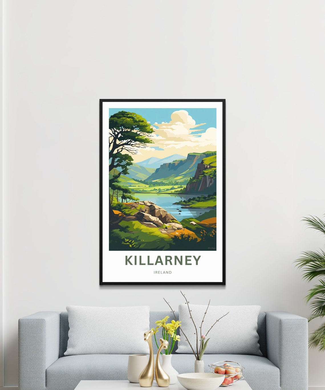 Killarney Ireland Emerald Lake Green Valley Cliffs Travel Poster - Image 3