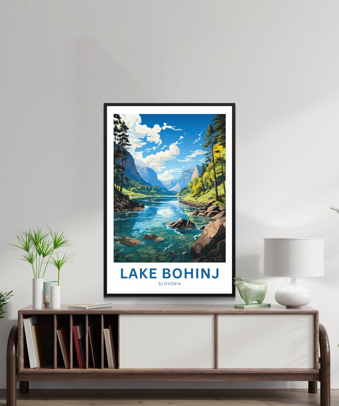 Lake Bohinj Travel Poster, Slovenia Landscape Art - Image 2