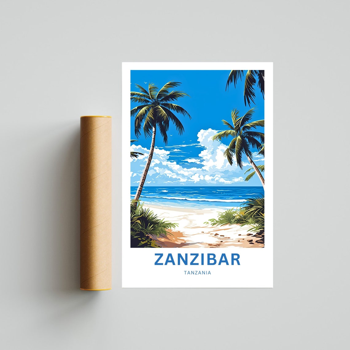 Zanzibar Tanzania Sandy Path Between Palms To The Shore Poster - Image 4