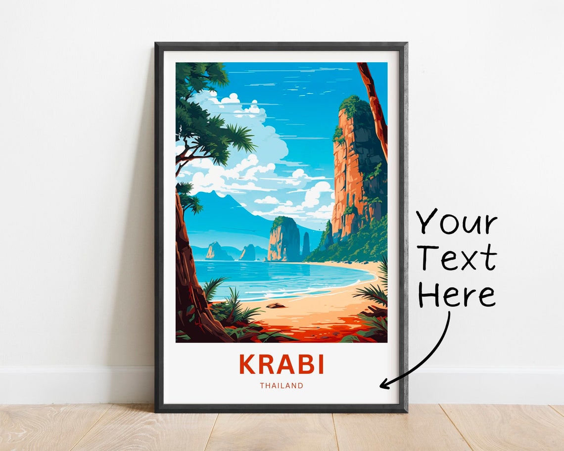 Krabi Thailand Tropical Beach Palm Cliffs Personalized Poster