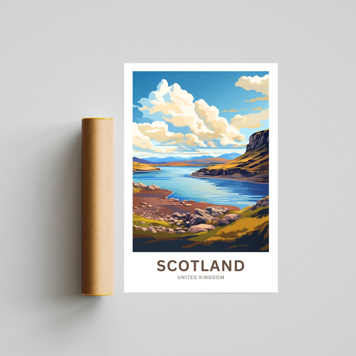 Scotland United Kingdom Highland Loch Shoreline Cliffs Poster - Image 4